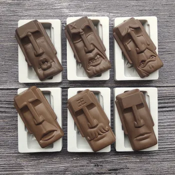 

Silicone Mold Easter Island Moai Statue Expression Designer DIY Decoration 3D Candle Plaster Soft Pottery Epoxy Mould