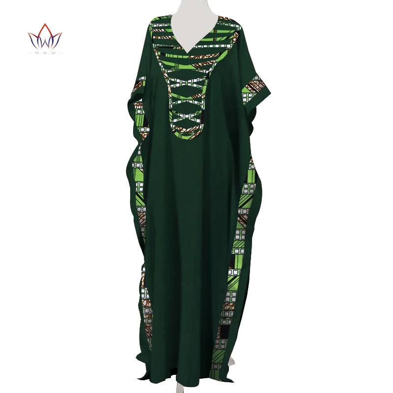 9 V Neck Dashiki African Dresses for Women Colorful Daily Causal Loose African Dresses for Women Ankle-Length Dress WY5497 - Color: 9