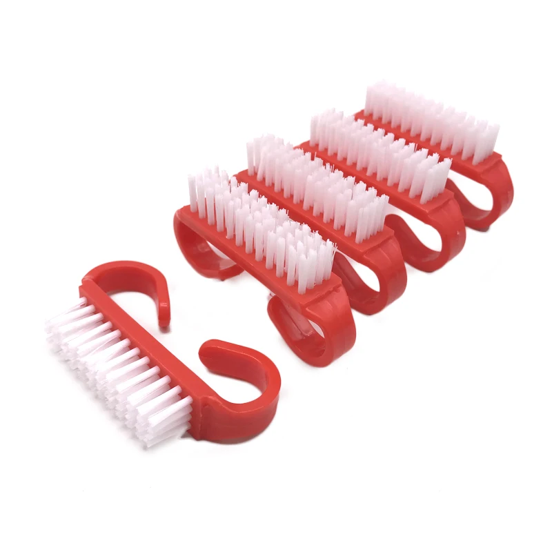 10Pcs Nail Cleaning Clean Brush File Manicure Pedicure Soft Remove Dust Small Angle Scrub Multi Color Dusting Pedicure Care Tool - Color: 10Pcs Red