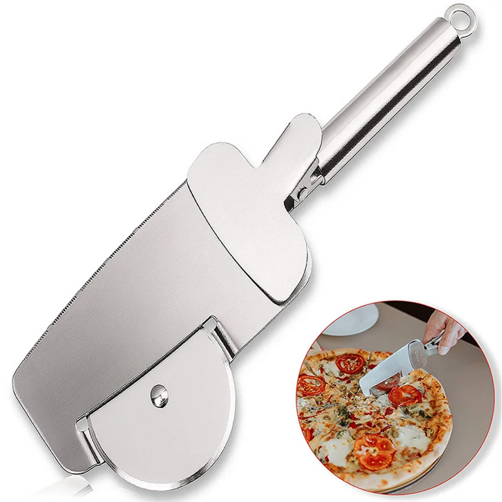 

3 in 1 Multi-function Stainless Steel Round Pizza Knife Cut Pizza Hob Cutting Knife Fork Pizza Tool Cooking Gadget