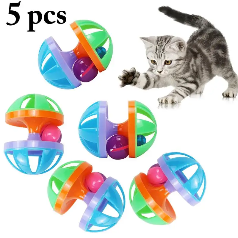 

Legendog 5pcs Cat Ball Toys Set Creative Plastic Funny Cat Interactive Toy Cat Bell Toy Pet Supplies Cat Favors