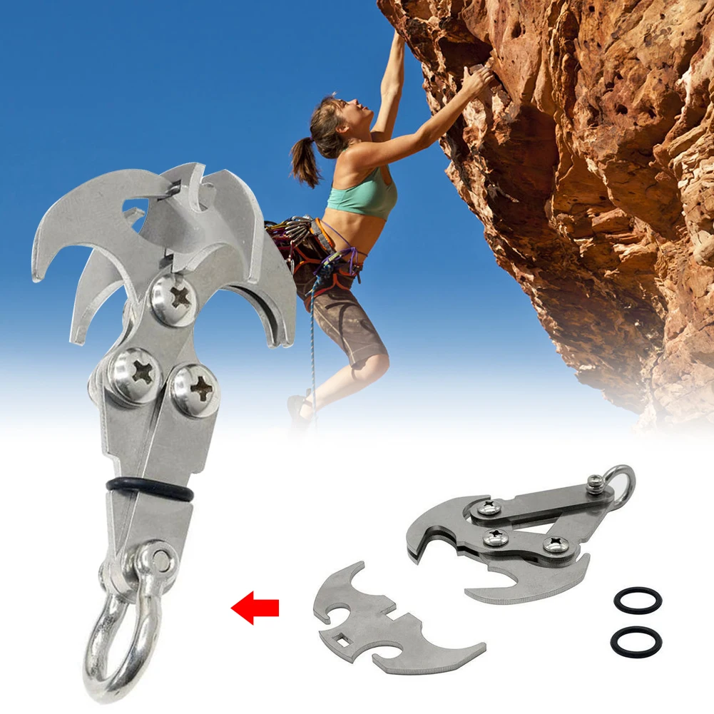 

Stainless Steel Survival Folding Grappling Hook Multifunctional Outdoor Climbing Claw Carabiner Travel Rescue Tool Climbing Tool