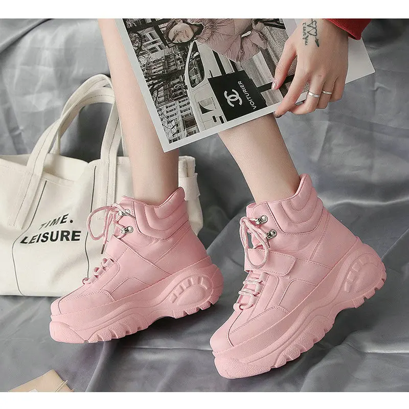 Autumn new Hot Women's Shoes Korean Lace-up casual shoes Women Thick Bottom Running Shoes Women Sneakers C34-27