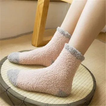 

Thickening Women Cashmere Socks Lovely Plush Keep Warm Sleep Home Floor Ladies Funny Socks Coral Fluffy Feet Girls Warmer Sock
