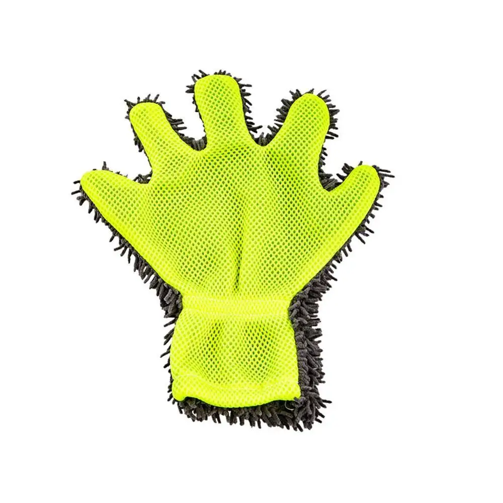 Перчатки для ухода за автомобилем с 5 пальцами, инструменты для удаления пыли, два боковых, прочные, для мытья автомобиля, практичные - Цвет: yellow and gery