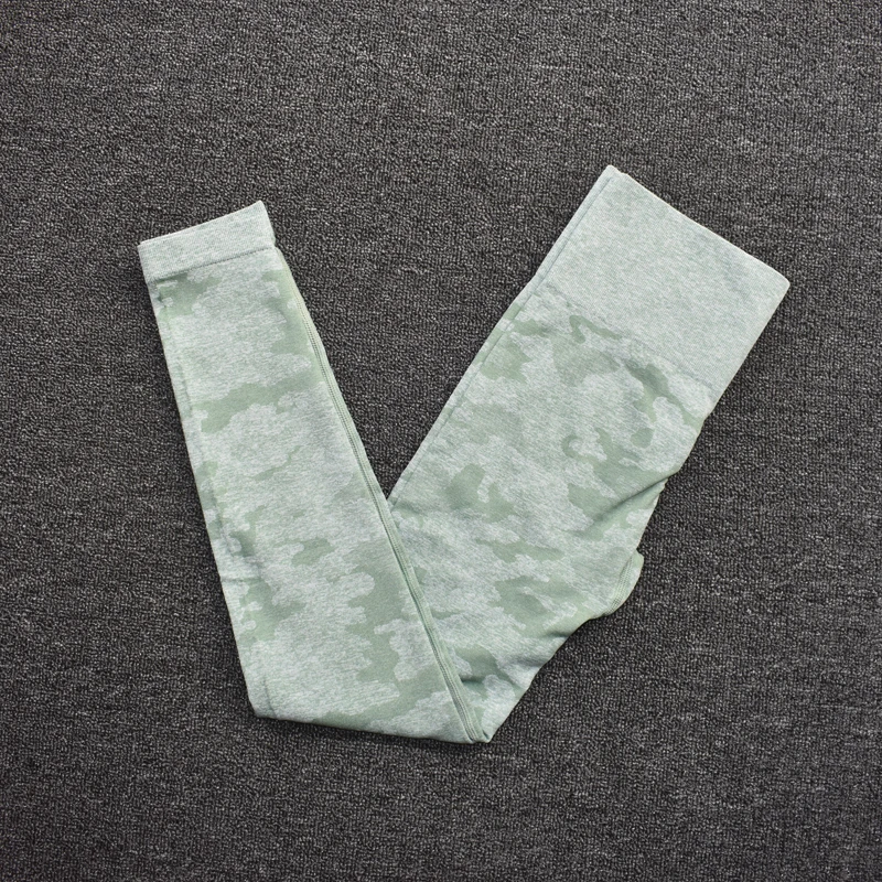 GreenPants Комплект для йоги, Женская бесшовная одежда для фитнеса, бюстгальтер для йоги, спортивные топы с длинными рукавами, камуфляжные леггинсы для спортзала, штаны, костюм для тренировок, спортивная одежда - Цвет: GreenPants