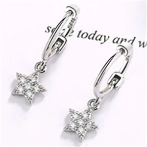 Star(2pcs) 925 стерлингового серебра женские серьги Moon Star Асимметричные Эффектные серьги, ювелирные изделия корейские Brinco CZ камни SE749 - Окраска металла: Star(2pcs)
