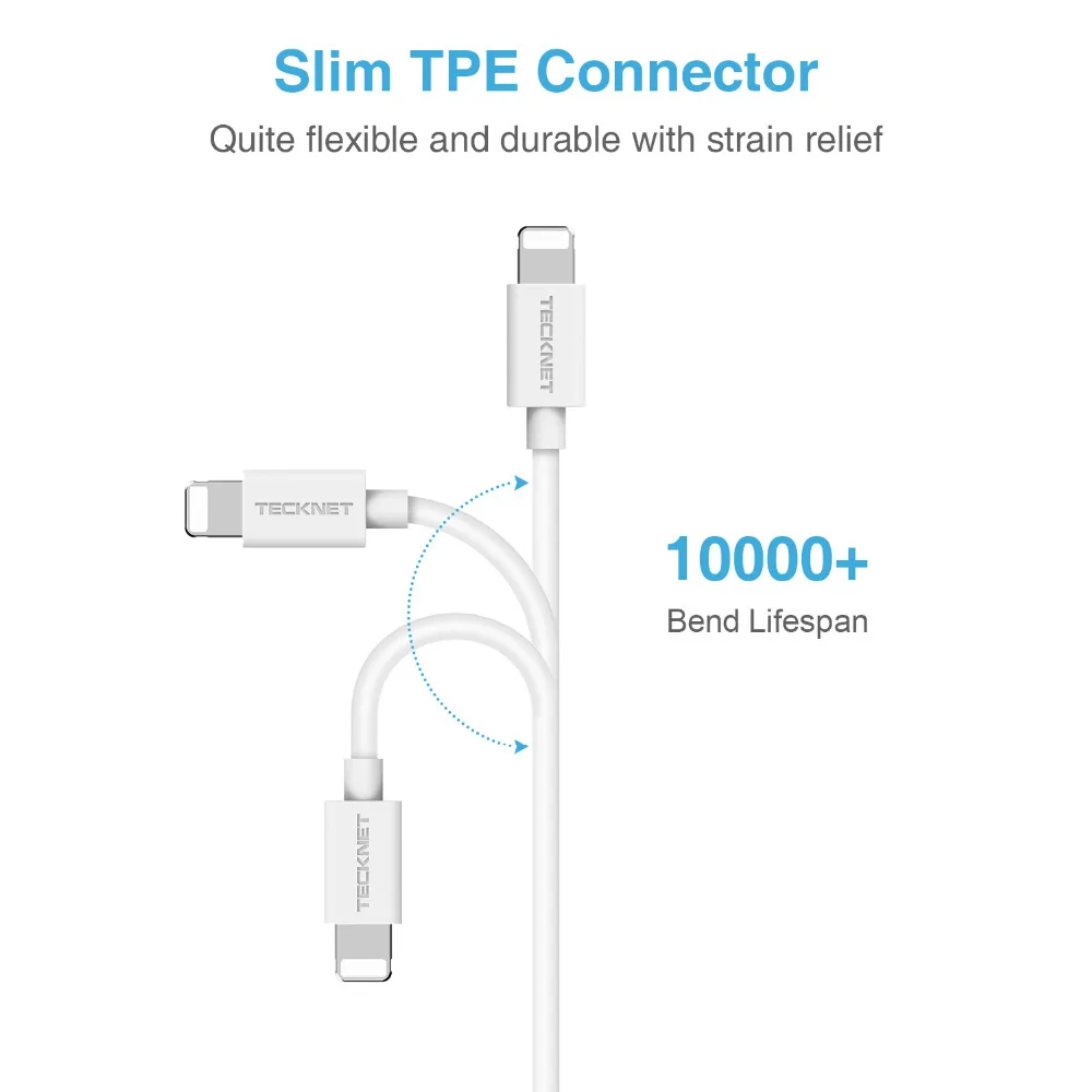 TeckNet 1 м usb-кабель для зарядки iPhone X 7 6 8 6S 5s Plus XS usb-кабель для iPad Mini IOS 12 8-контактный кабель для быстрой зарядки