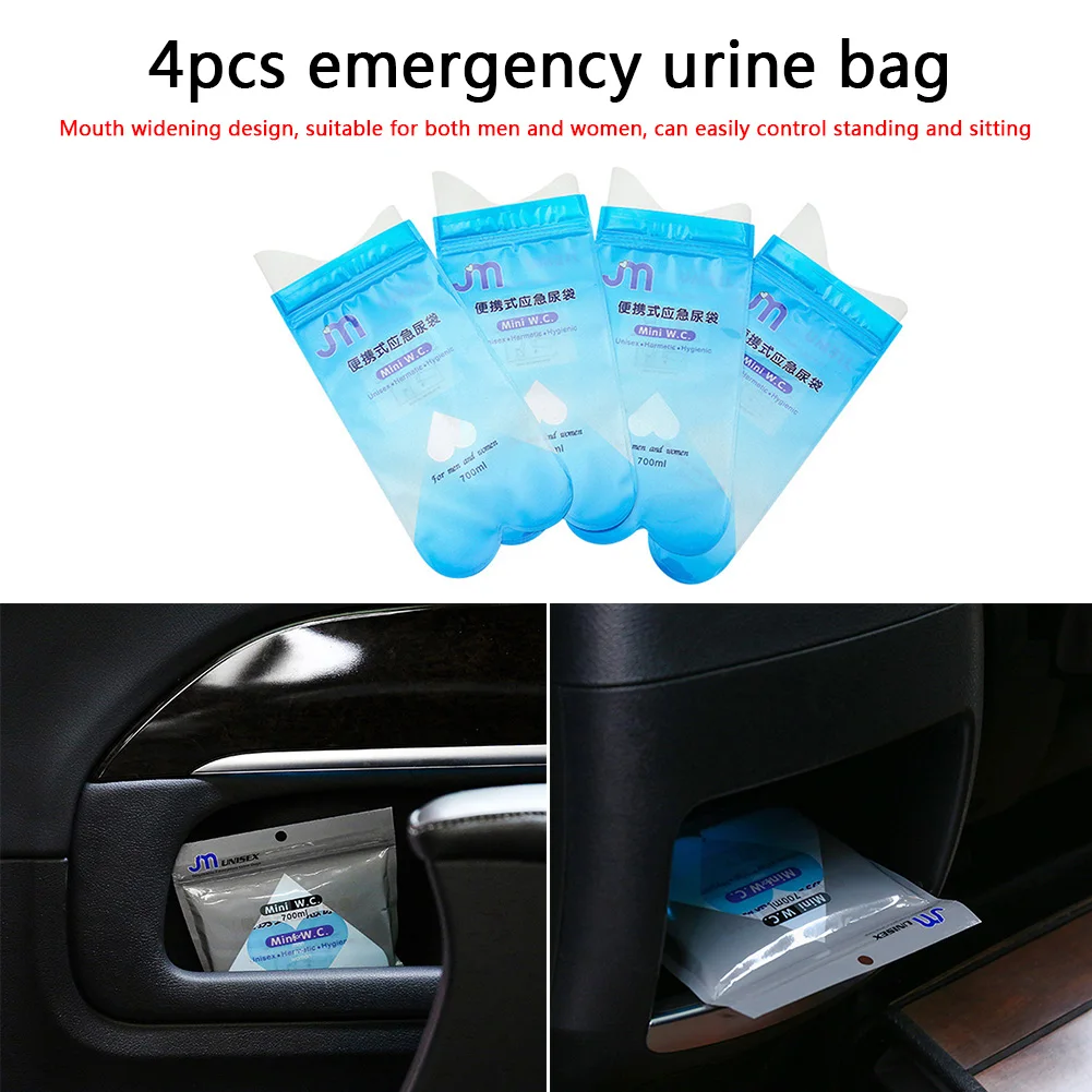4pcs Piss Bags Travel Mini Mobile Toilet Disposable Urinal Portable Pee Bags for Travel Traffic Jam Car Emergency disposable urine bag