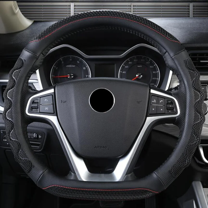 Модные 4 цвета прочная Оплетка на d-образном руле для VW GOLF 7 POLO JATTA Suzuki Swift Nissan Rogue - Название цвета: Черный