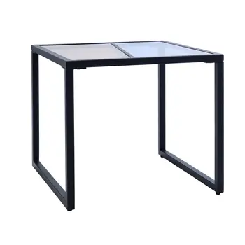 

Costway Square Side End Table Tempered Glass Top Metal Frame Living Room Furniture
