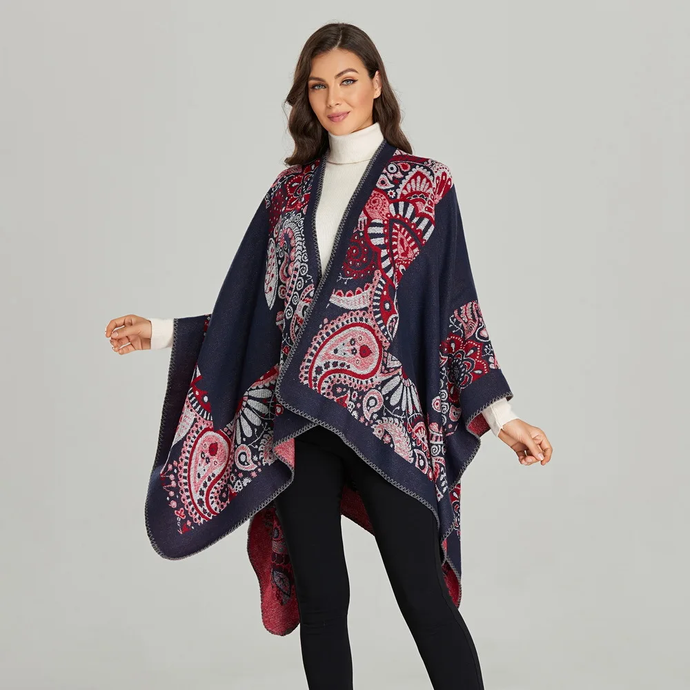 

Brand 2021 Women Winter Scarf Warmer Shawl Ladies Vintage Thick Blanket Wrap Cashmere Poncho Capes Female Echarpe Pashmina