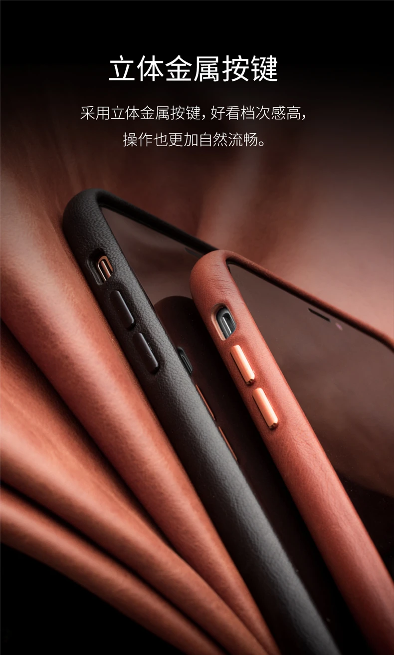 Задняя крышка из натуральной воловьей кожи для iPhone 11 Pro Max Light деловой мужской женский кожаный чехол с натуральным лицевым покрытием Qialino металлические кнопки
