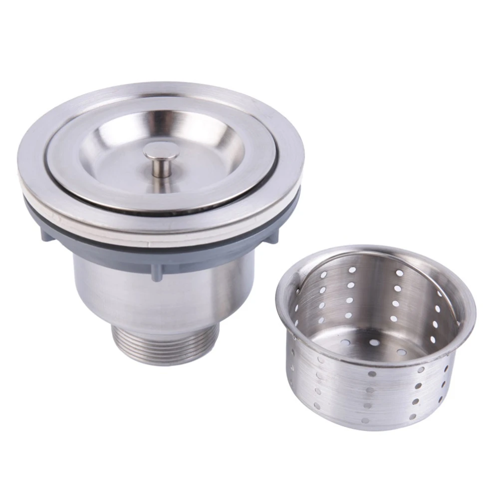 3 1/2 inch Kitchen Sink Strainer with Removable Deep Waste Basket SUS 304 Stainless Steel Drain