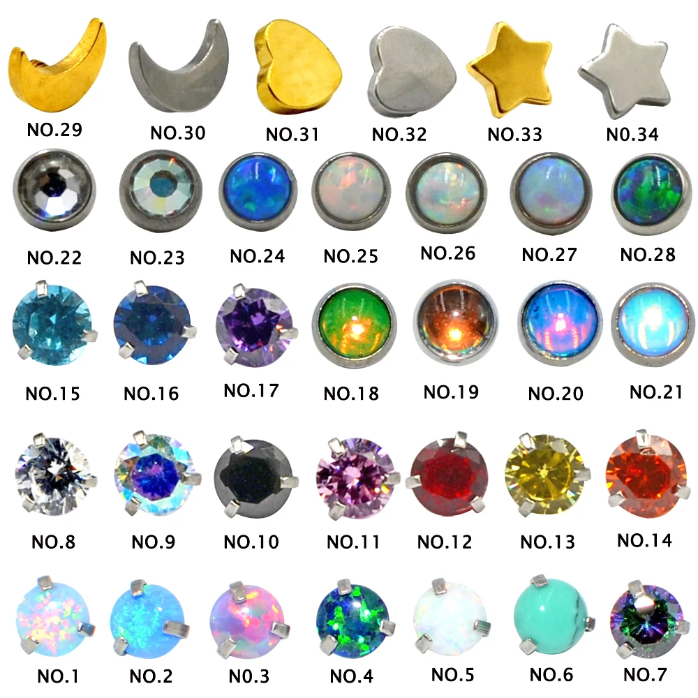 1x neige Opal Dermal Anchor skin diver Zircone cubique Gem Flat Fashion Body Piercing Jewelry