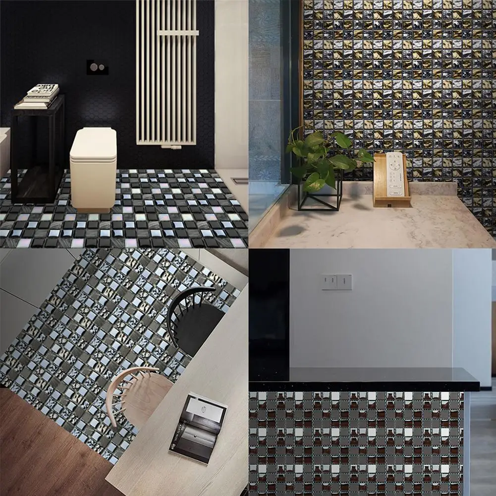 

10Pcs Mosaic Tile Wall Sticker Waterproof Kitchen Dining Room Bathroom DIY Decor Home Decoration Stickers & Posters