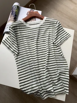 

Women T-shirt Spring / Summer 2020 T-shirt Women Fashionable Loose Linen Round Neck Short Sleeve T-shirt Top