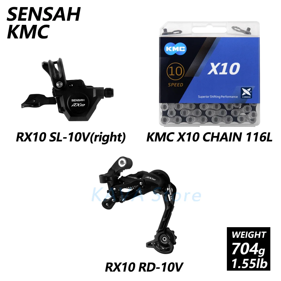 SENSAH RX10 1X10 Скорость M6000 горы mtb велосипеда велосипедные переключатели 11-42/46/50T маховик KMC X10 цепи GXP 104BCD шатун со звездочкой - Цвет: RX10 and kmc