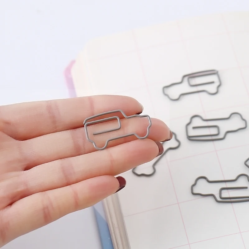 

TUTU 10 pcs/pack cute CAR Mini Paper Clips Kawaii Stationery Metal Clear Binder Clips Photos Tickets Notes Letter H0506