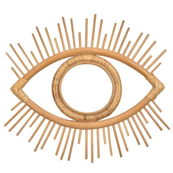 

Eye Shape Decor Mirror Frame Rattan Art Decor Makeup Mirror Dressing Bathroom Wall Hanging Mirror Frame Crafts