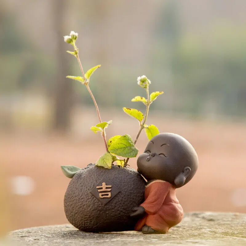 

Yixing Zisha Tea Pet Creative Vase Small Table Decoration Monk Handmade Ornament