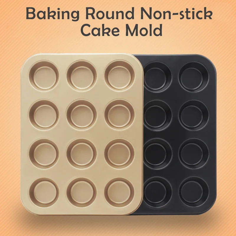 Bakeware Mini Muffin Cake Baking Pan 12/24 Holes Cupcake Mold Non Stick Baking Dishes Carbon Steel Oven Trays Pastry Tool