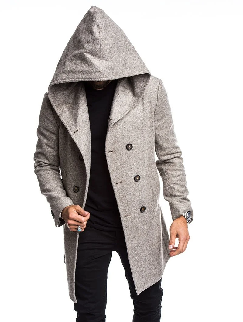 ZOGAA/модный мужской Тренч, куртка, весна-осень, мужские пальто, повседневные однотонные, шерстяной Тренч для мужчин, одежда