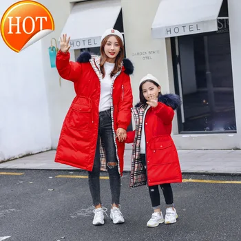 

Feather Coat White Duck Down Bread Jacket Coat Mother Daughter Clothes Winter Parent-Child Down Dress Family Matching Clothes