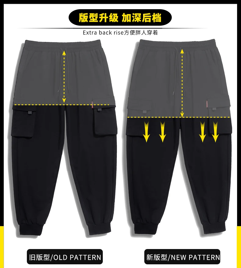 Plus size 7xl 6xl 5xl Cargo Pants Men Solid Color Black Loose Casual Jogger Pocket Elastic waist Ankle Length Trousers