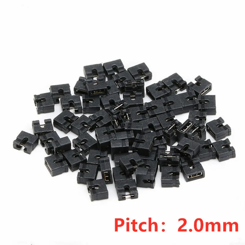 10~200pcs 2mm Jumper Cap Pin Header Links Circuit Board Shunts Black Open Type 