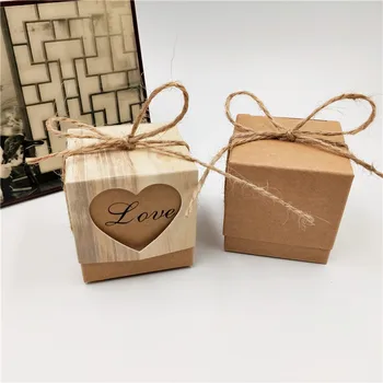 

12pcs/Lot DIY Kraft Paper Heart Love Cover Boxes For Teens Children Small Toy Package Gift Container Boxes With Strings Stickers
