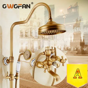 

Shower Faucets Shower Cabin Antique Taps Top Spray Rainfall Shower Head European Style Wall Mounted Bathroom Bathtub Tap XE-807