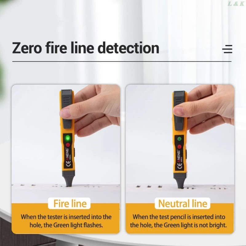 AC Voltage Detector Pen Non-contact Inductive AC//DC Voltage Tester w Sound Light