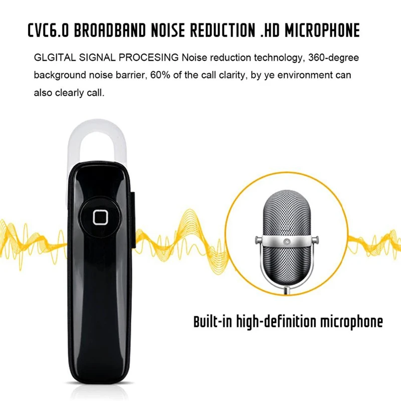 Bluetooth наушники с одним крюком бизнес Беспроводные наушники с функцией шумоподавления спортивные потонепроницаемые с микрофоном для автомобиля Hands free телефонный звонок