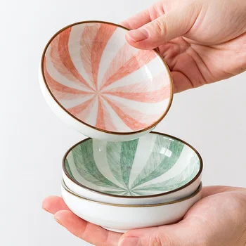 

1PC Strip Round Small Sauce Bowl Ceramic Vinegar Seasoning Butter Dish Mini Sauce Salt Snack Small Plate Kitchen Tableware
