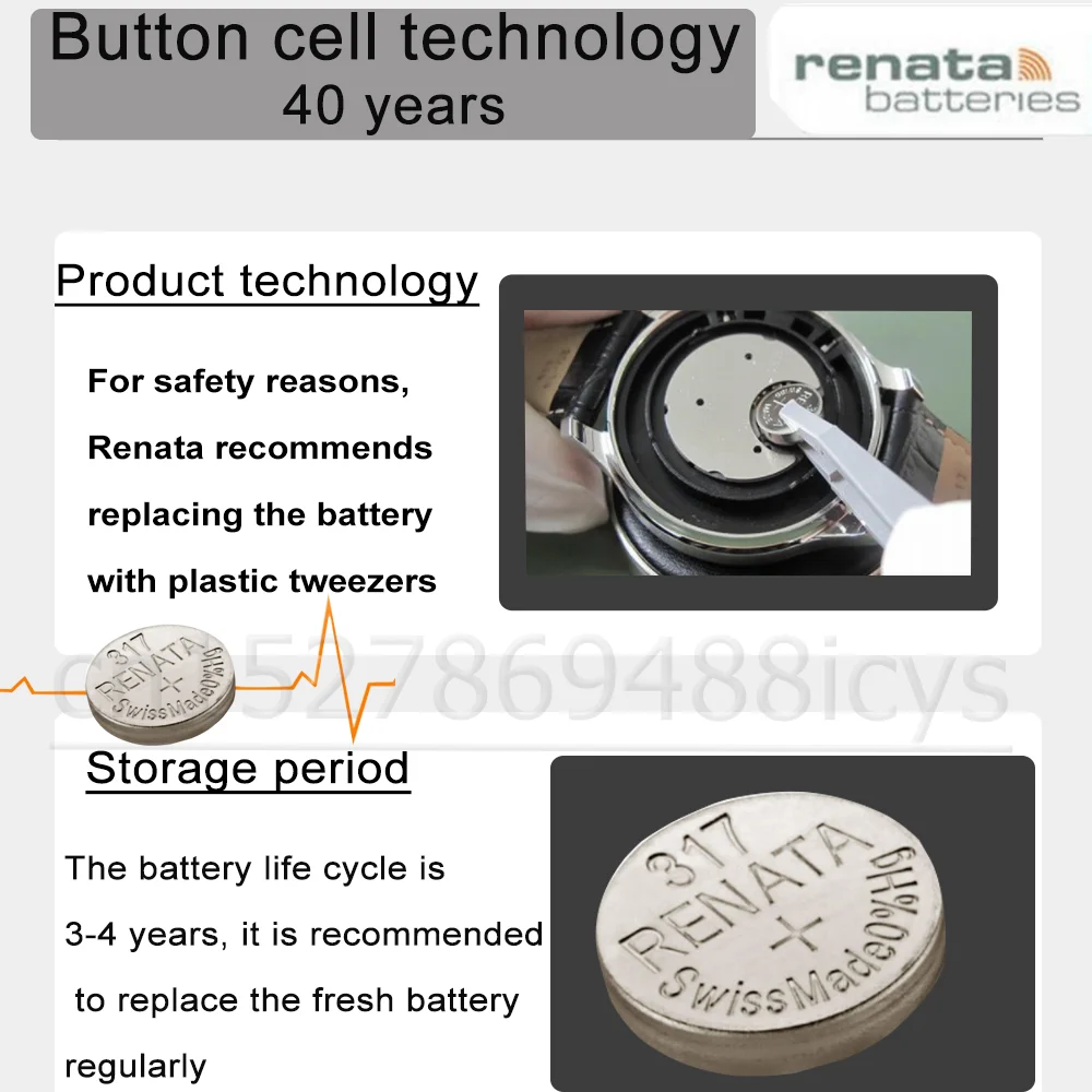 Original RENATA 317 SR516SW 1.55V Silver Oxide Watch Battery V317 D317 Long Lasting Swiss Made Toys Calculator Button Coin Cell dyson battery