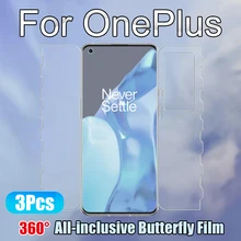 3 w 1 pełny pokrowiec One Plus 9Pro Butterfly Screen Protector do OnePlus 8 Pro przód tył hydrożel Film 1 + 8T 7TPro 9R 1 + 9 miękki tanie tanio MAOSENGUOJI Przezroczysty FOLIA HD CN (pochodzenie) Folia na przód