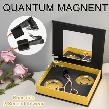 

Handmade 2Pairs Magnetic Eyelash Curler with Quantum Soft Magnetic False Eyelashes Set Easy to Wear Magnetic Lashes Set