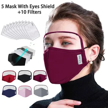 

Adult Outdoor Face Protective Face Mask With Eyes Shield 5 Masks + 10 Filters Reusable Washable Mouth Mask Dustproof mascarillas