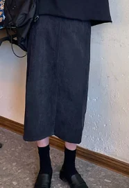 black skirt S Новая Длинная женская юбка в стиле Харадзюку с высокой талией, винтажная юбка трапециевидной формы для школьниц, Весенняя женская флисовая Вельветовая юбка с капюшоном - Цвет: black skirt S