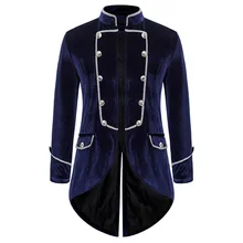 Мужской черный пиджак-фрак в стиле стимпанк, бархатный средневековый готический пиджак VTG, мужской пиджак пирата викинга ренессанса, официальный смокинг