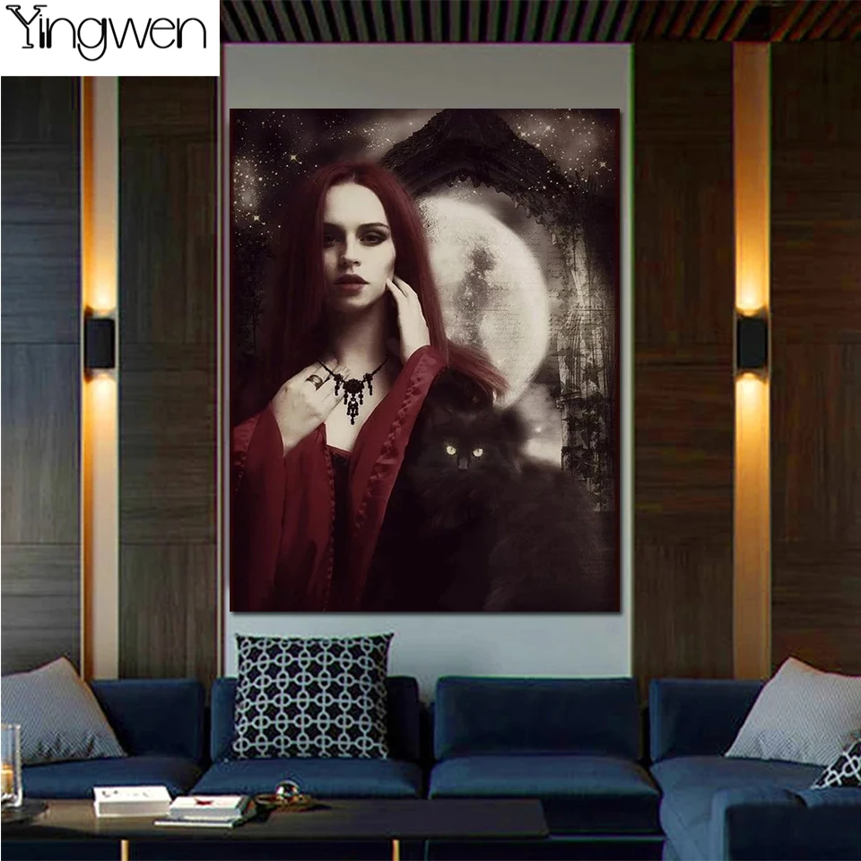 5D Diy Gothic Diamond Painting Kit Vampire Woman Full Embroidery Diablo Picture Mosaic Cross Stitch Art Home Decor Gift | Дом и сад