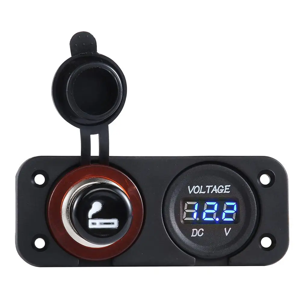 

Single ABS Fireproof 12V-24V Power Adapter Display Voltmeter Socket