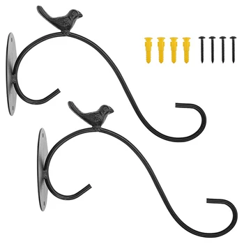

2PCS Wall Hanging Plant Bracket Retro Outdoor Indoor Garden Hook Iron Decorative Plant Brackets for Bird Feeder Wind