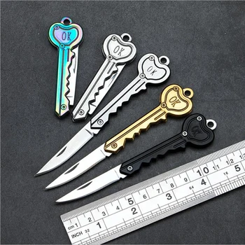 

Mini Key Knife tactical Camp Outdoor Keyring Ring Keychain Fold Open Opener Pocket self defense security Multi Tool Blade Box