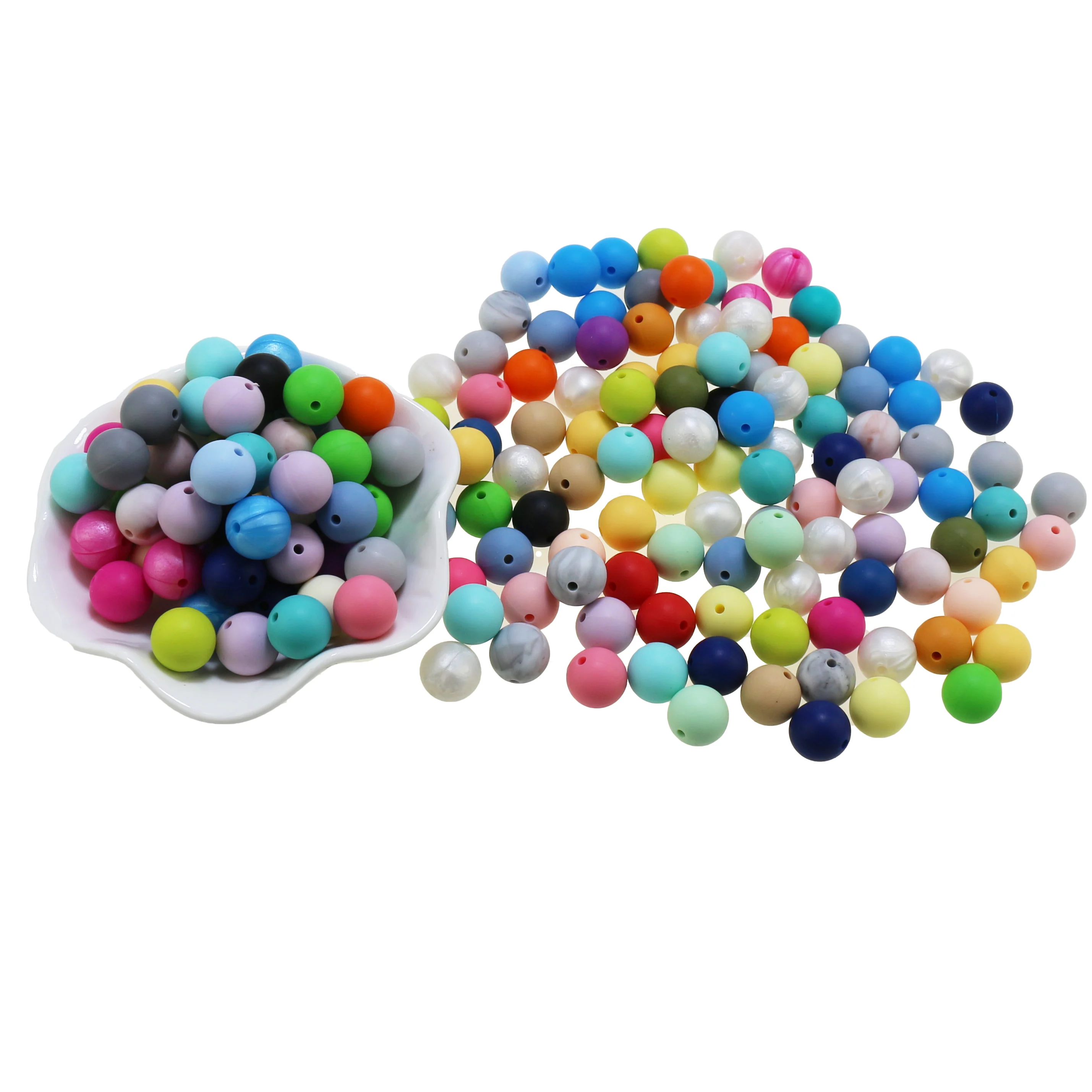 500pcs/lot 15mm Loose Beads Baby Teether Toy BPA Free Food Grade DIY Chew Charms Necklace Jewelry Making Silicone | Мать и ребенок