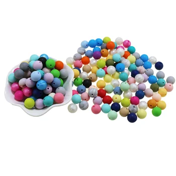

500pcs/lot 15mm Loose Beads Baby Teether Toy BPA Free Food Grade DIY Chew Charms Necklace Jewelry Making Silicone Beads
