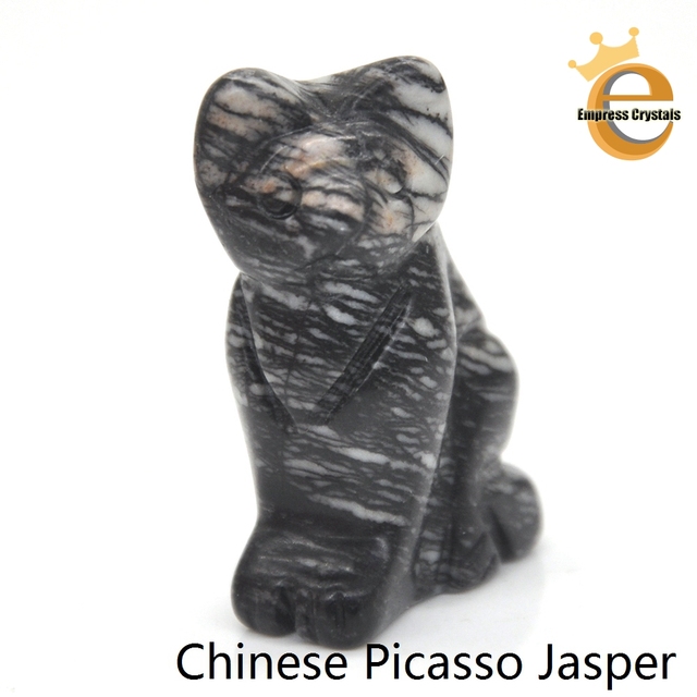 Stone Carving Cat Figurine Natural Gemstone Quartz Agate Jade Crystal Healing Animals Statue Home Decoration