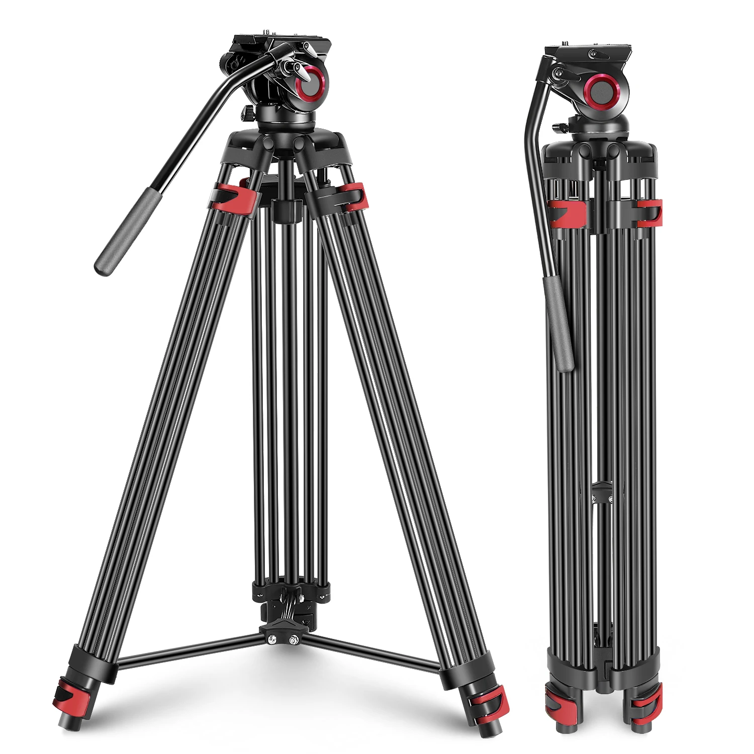 US $89.94 Neewer Heavy Duty Video Tripod Aluminum Alloy With 360 Degree Fluid Drag Head Quick Shoe Plate For DSLR Cameras Video Camcorders