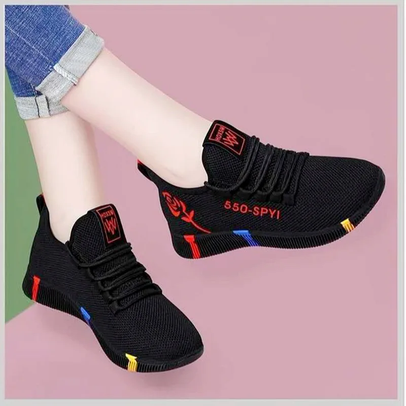 Zapatillas de deporte con plataforma de malla para mujer, zapatos informales transpirables, Tenis de malla de moda, primavera 2021